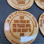 Four Rules of Firearm Safety - Birch Wood Double-Sided Engraved Coasters