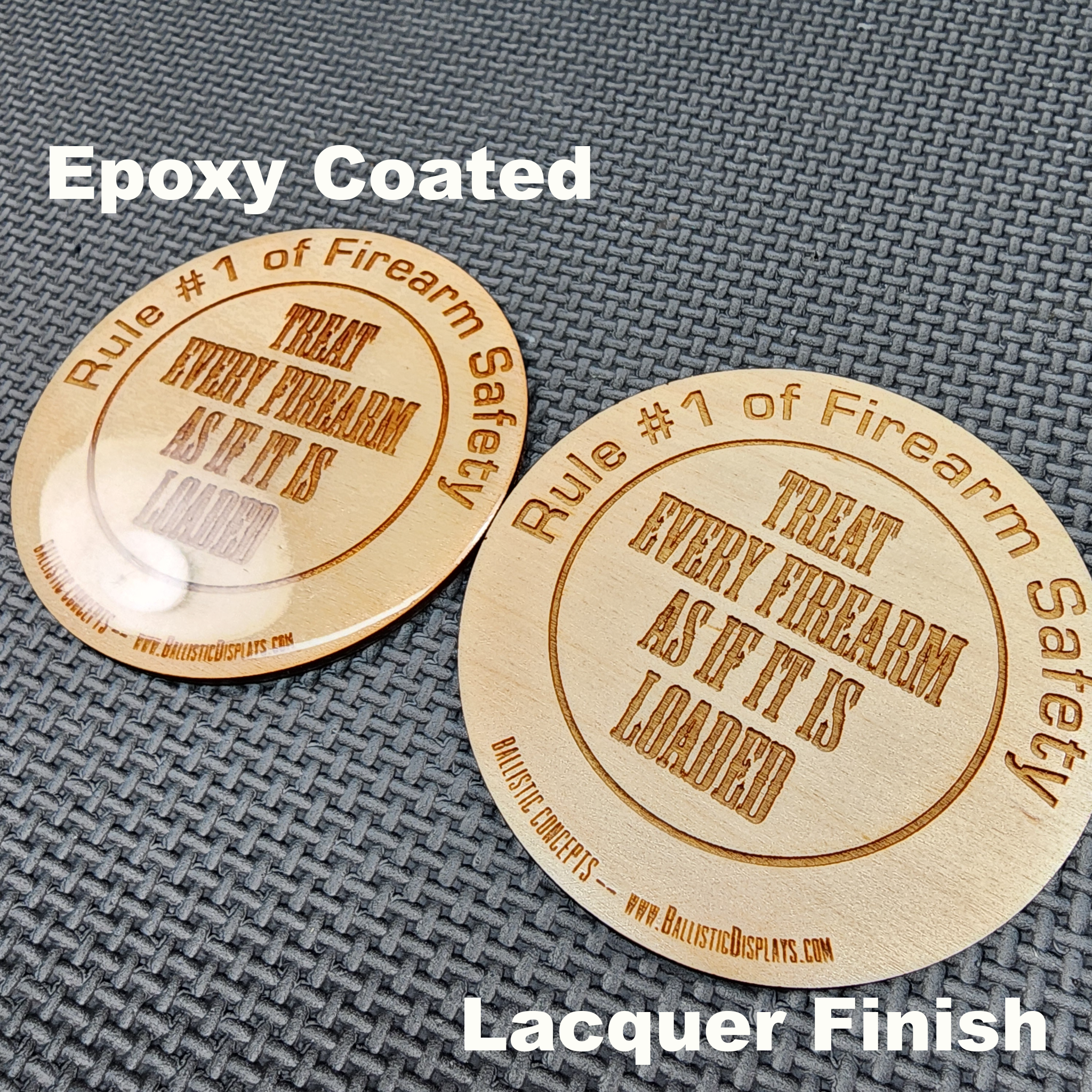 Four Rules of Firearm Safety - Birch Wood Double-Sided Engraved Coasters