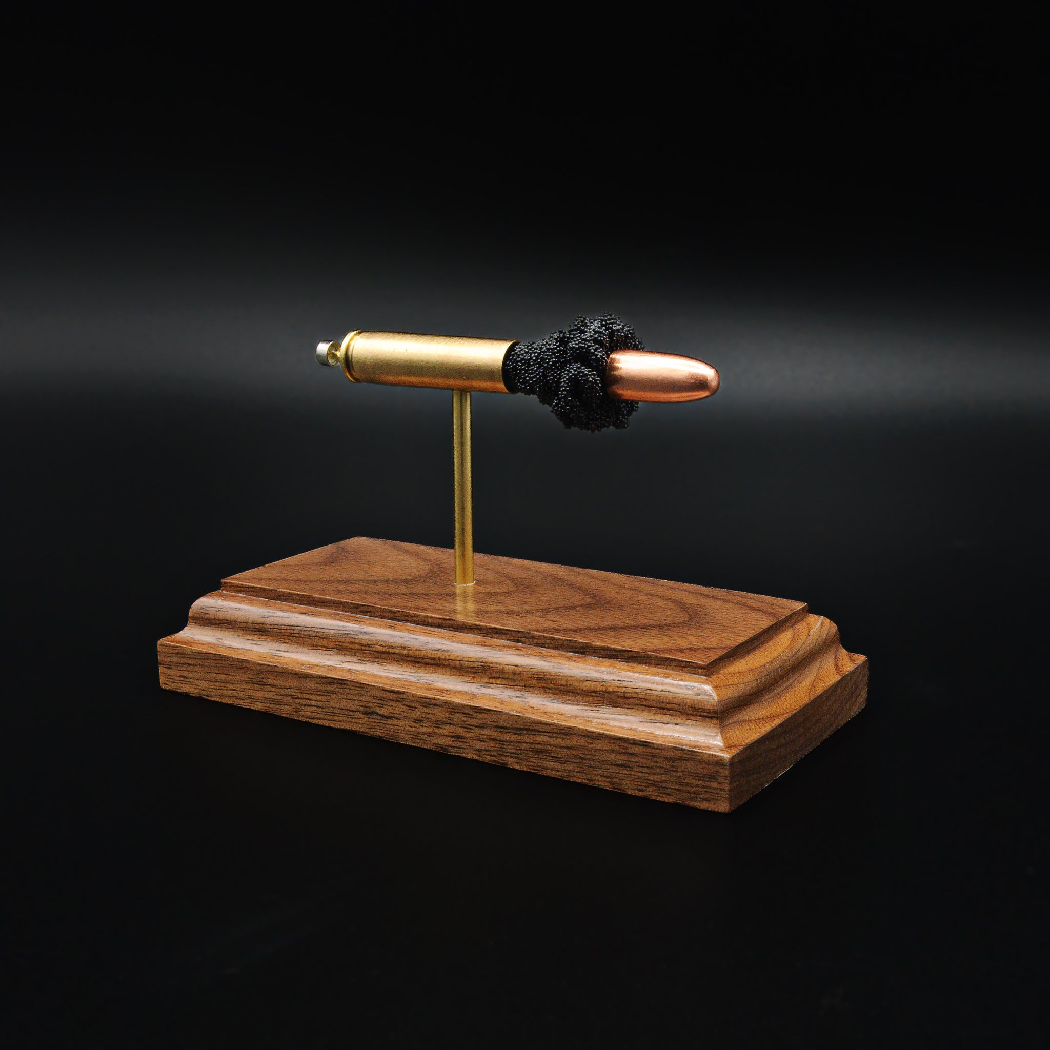 Wide angled view of 30 Carbine exploded cartridge display with aligned components