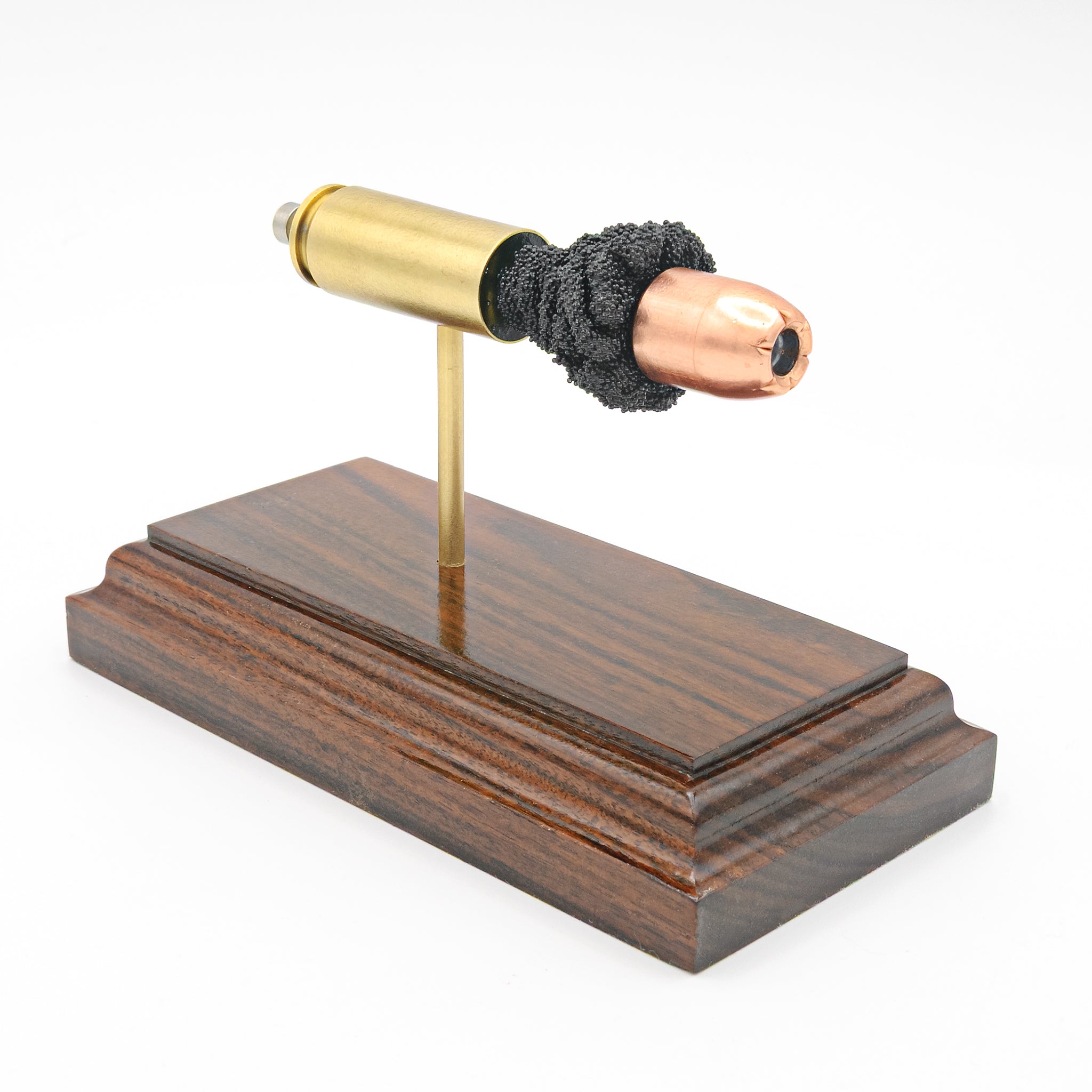 Sectioned 50 Action Express cartridge showing primer case powder and 300gr XTP bullet aligned horizontally