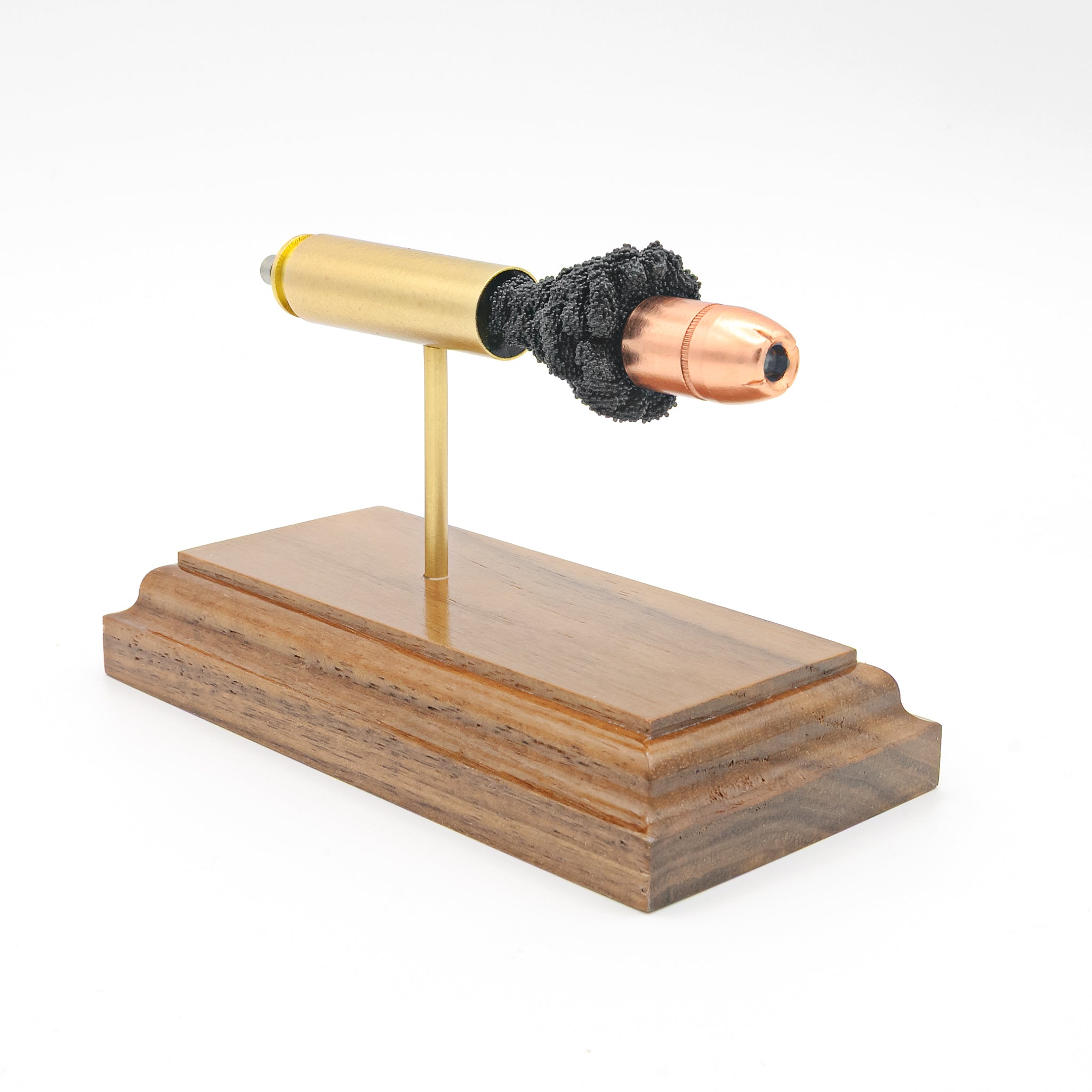 450 Bushmaster Hornady 300gr XTP Mag expanded cartridge display model on walnut base