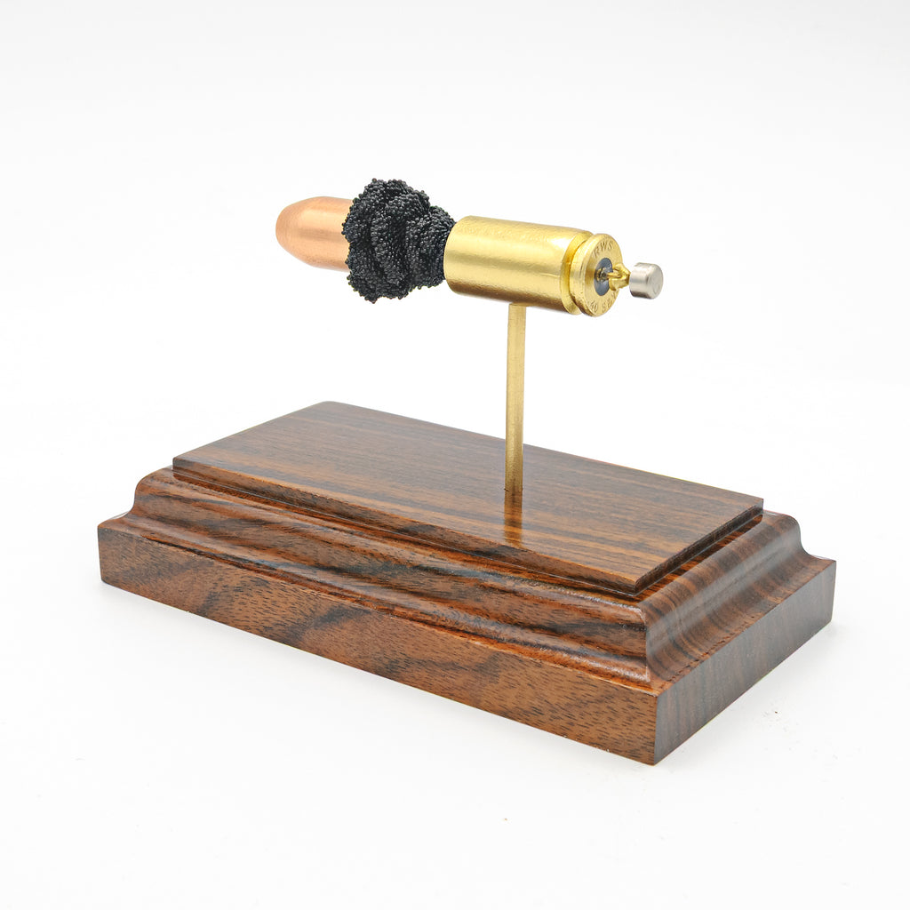 Handmade 40 S&W expanded ammunition display for shooters