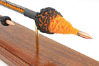 7.62x39 fire powder ignition display mounted on solid mahogany
