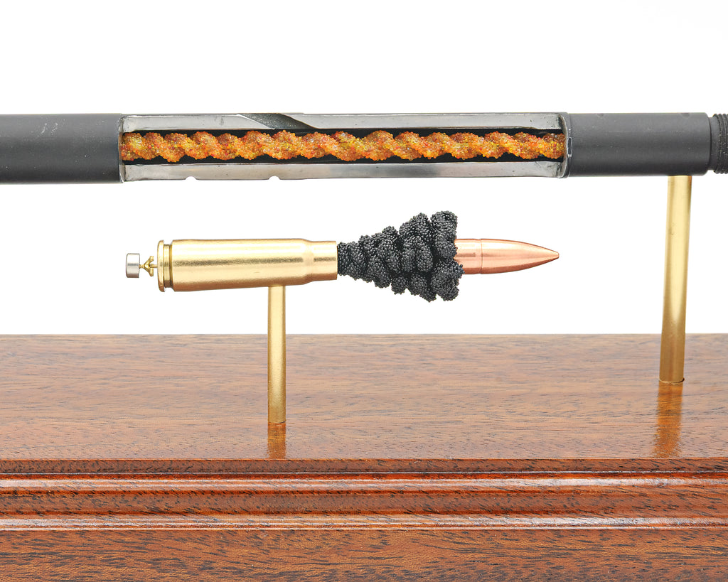 One off 7.62x39 ballistic display with welded barrel segments