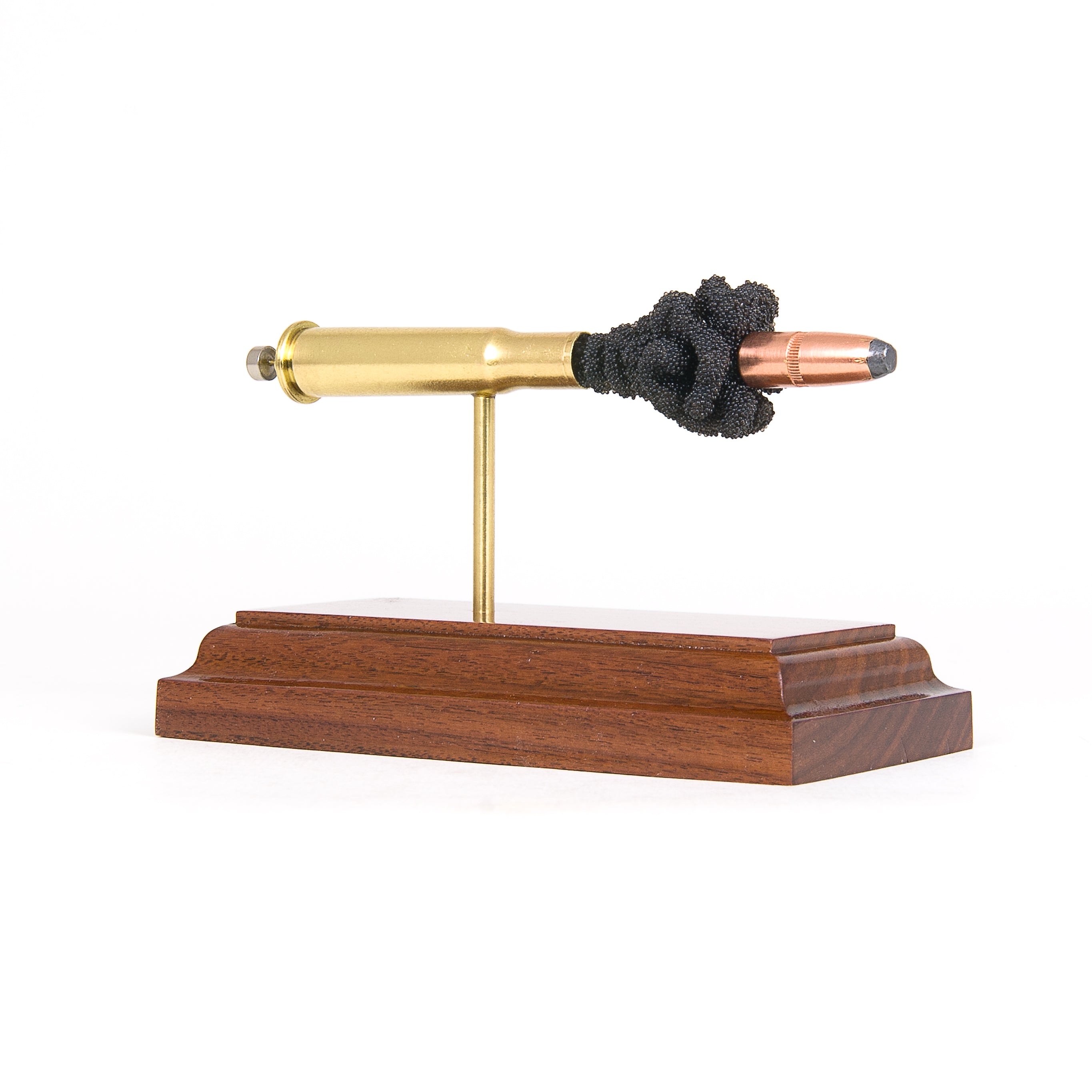 Expanded 30-30 Winchester Super-X cartridge display on hardwood base