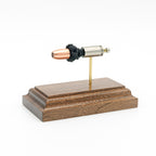 Front angled view of 9mm Speer Gold Dot hollow point bullet in exploded cartridge display