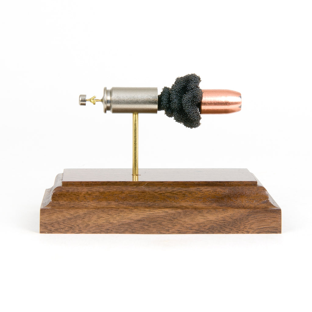 Exploded view of 40 Smith & Wesson Gold Dot hollow point cartridge