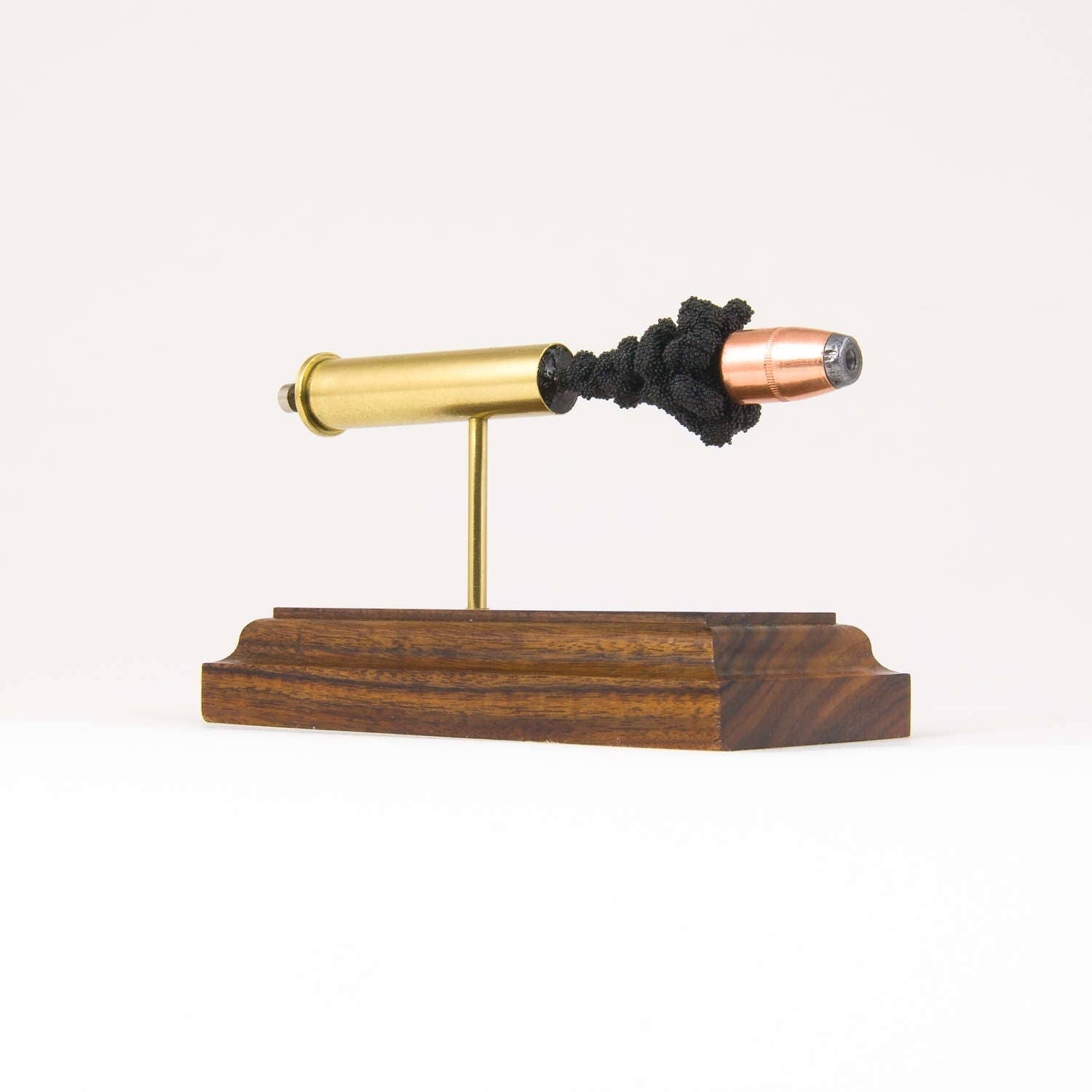 45-70 Government cutaway cartridge display mounted on solid hardwood base