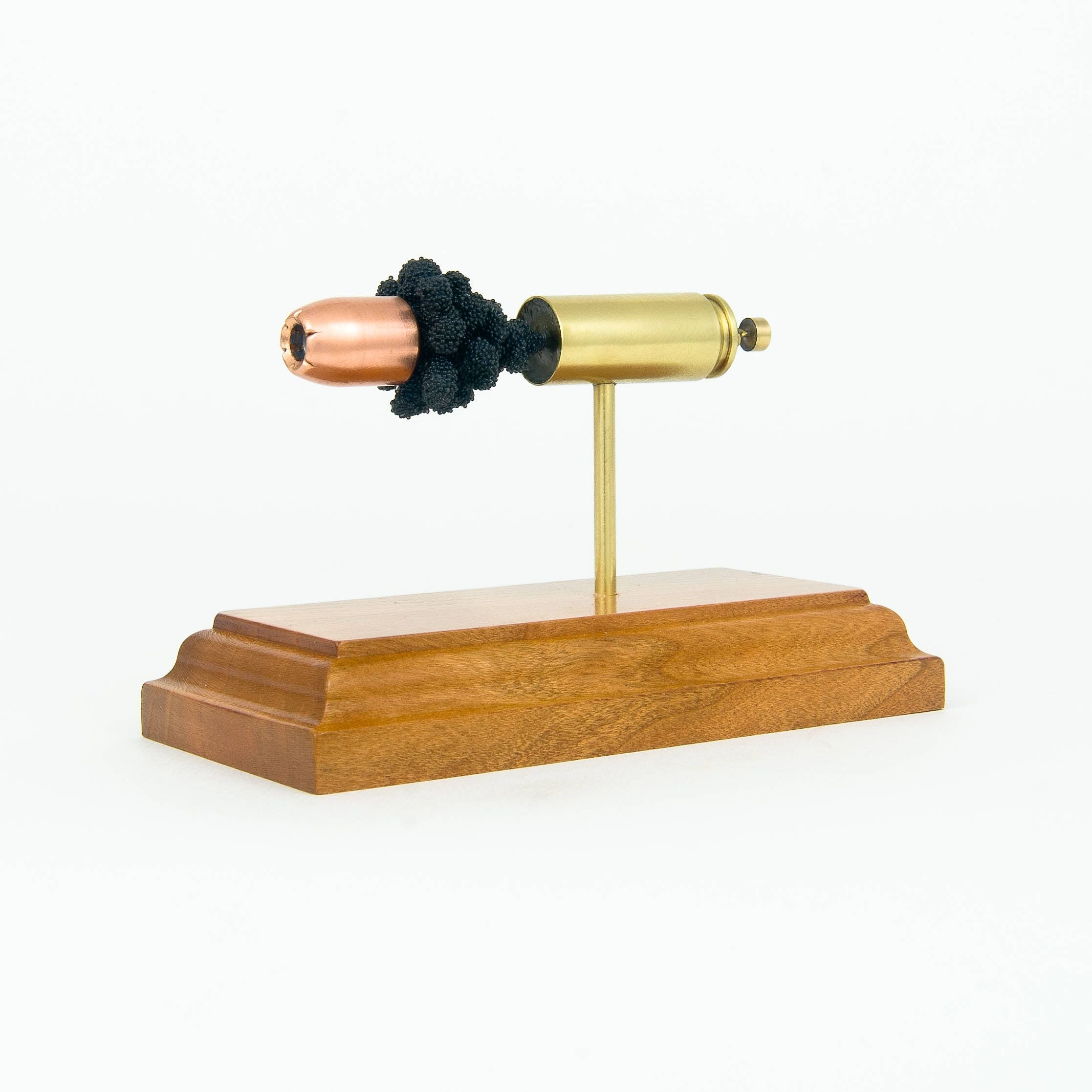 Sectioned 50 Action Express cartridge showing primer case powder and 300gr XTP bullet aligned horizontally