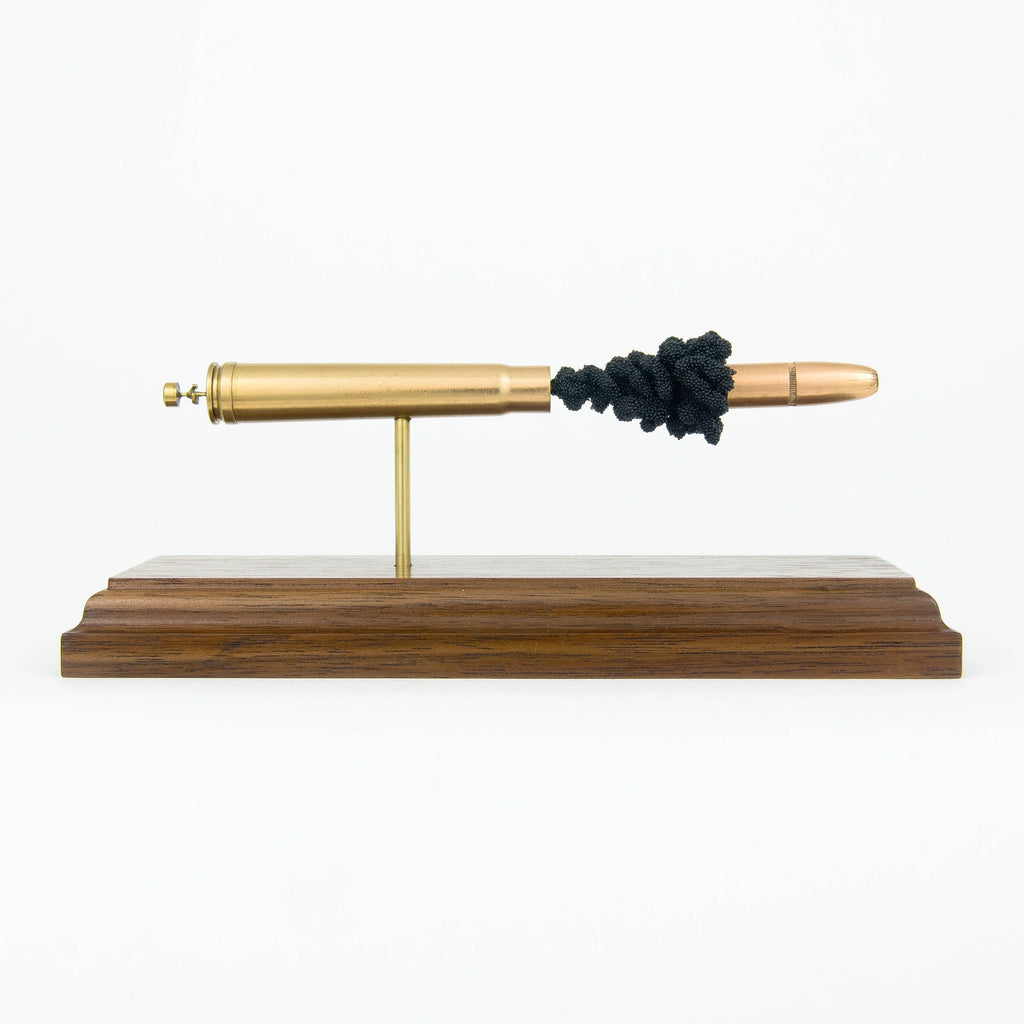 Expanded 375 H&H Magnum Hornady DGX cartridge display on hardwood base