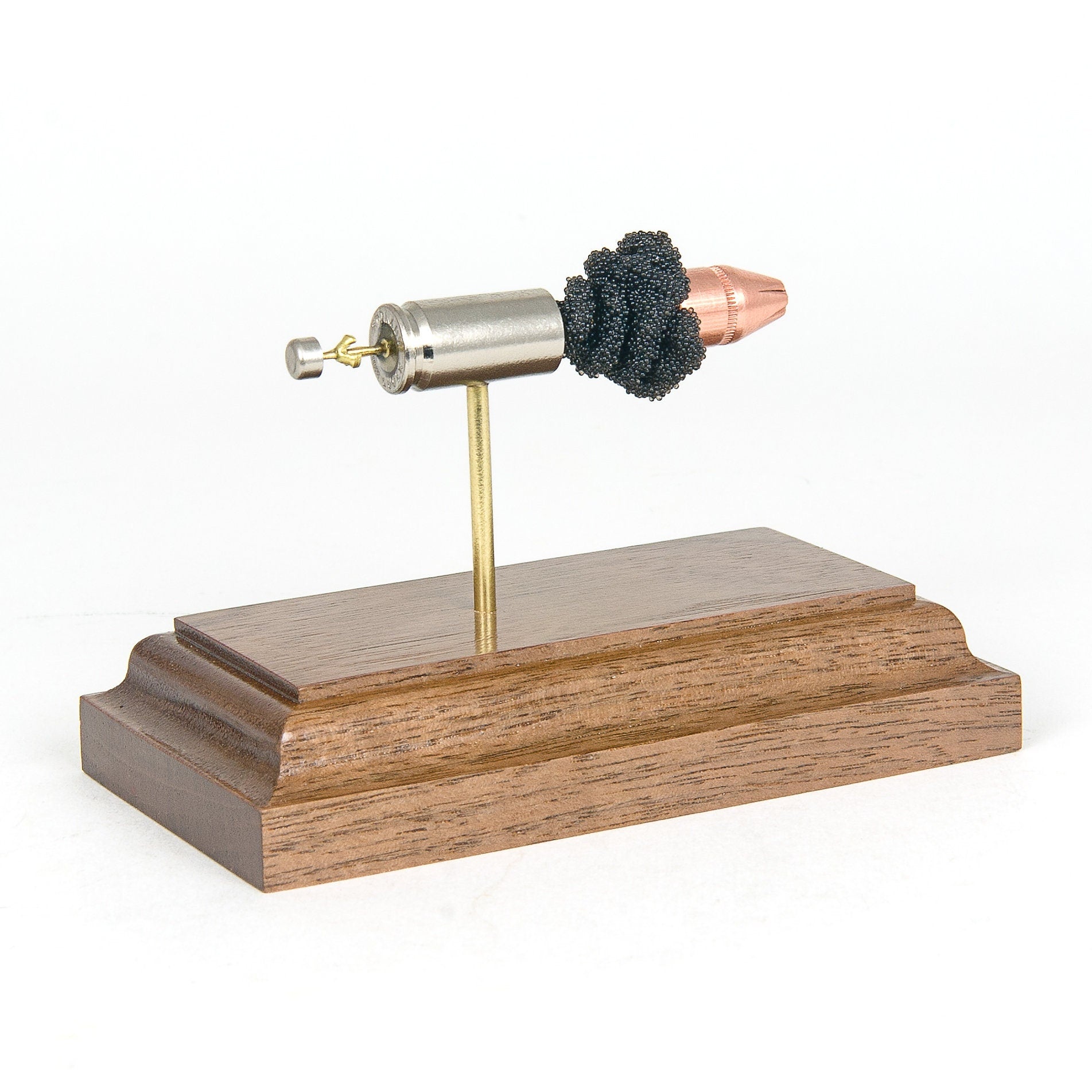 Inert 9mm Luger Hornady Critical Defense cartridge model hardwood base