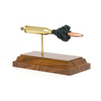 Expanded 243 Win Hornady InterLock cartridge display on rosewood base