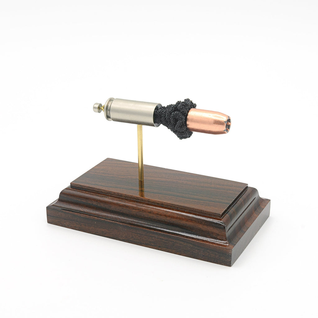 Handmade 10mm Auto cartridge display with Gold Dot bullet