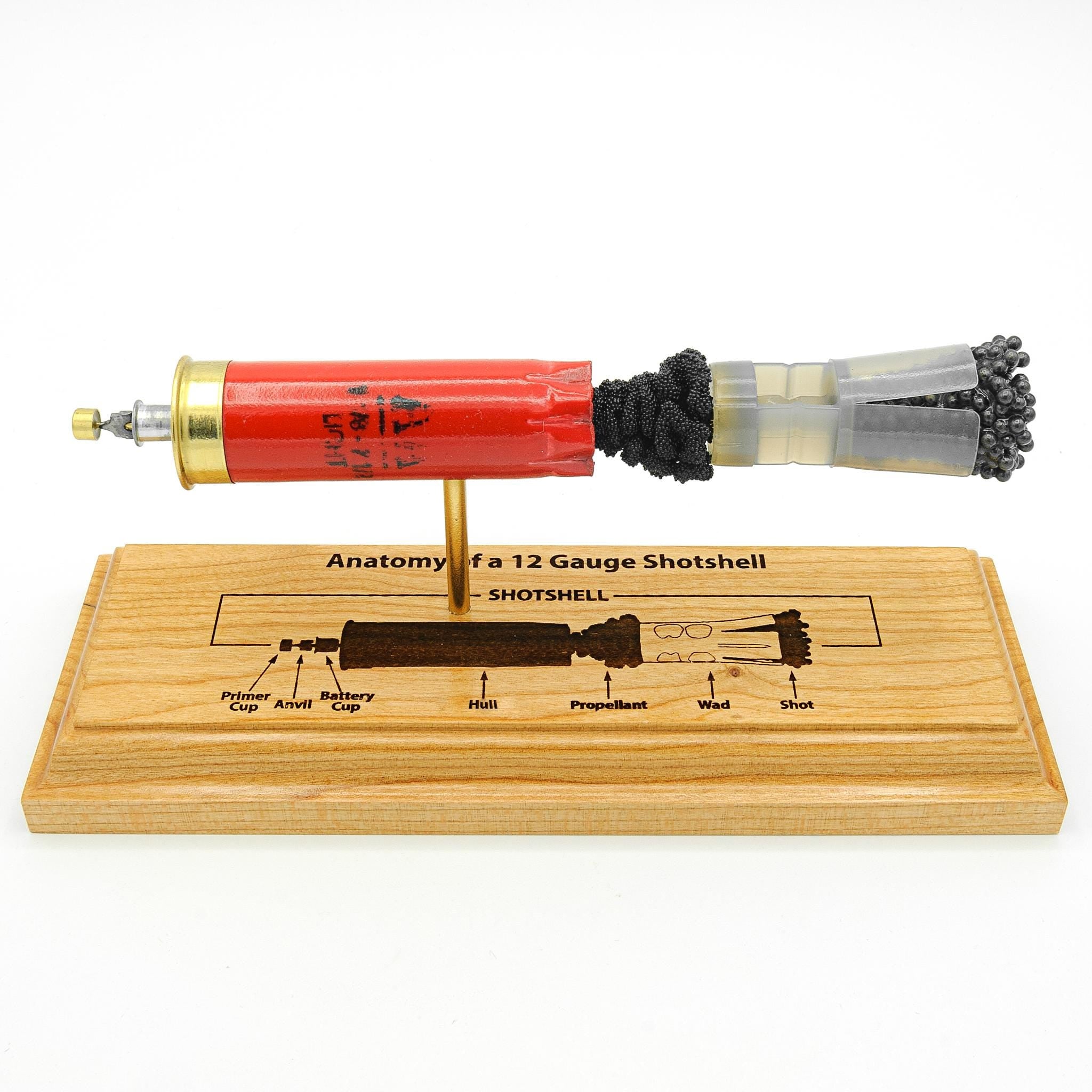 12 gauge anatomy diagram engraved hardwood base shotgun model