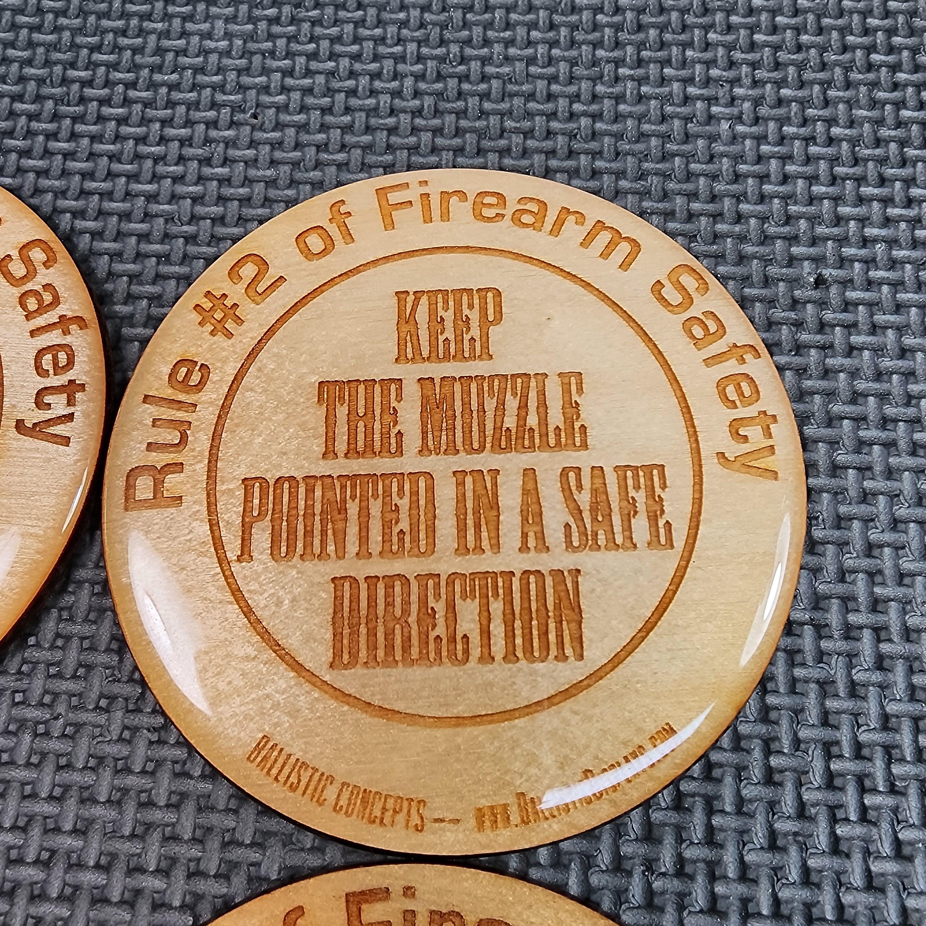 Four Rules of Firearm Safety - Birch Wood Double-Sided Engraved Coasters