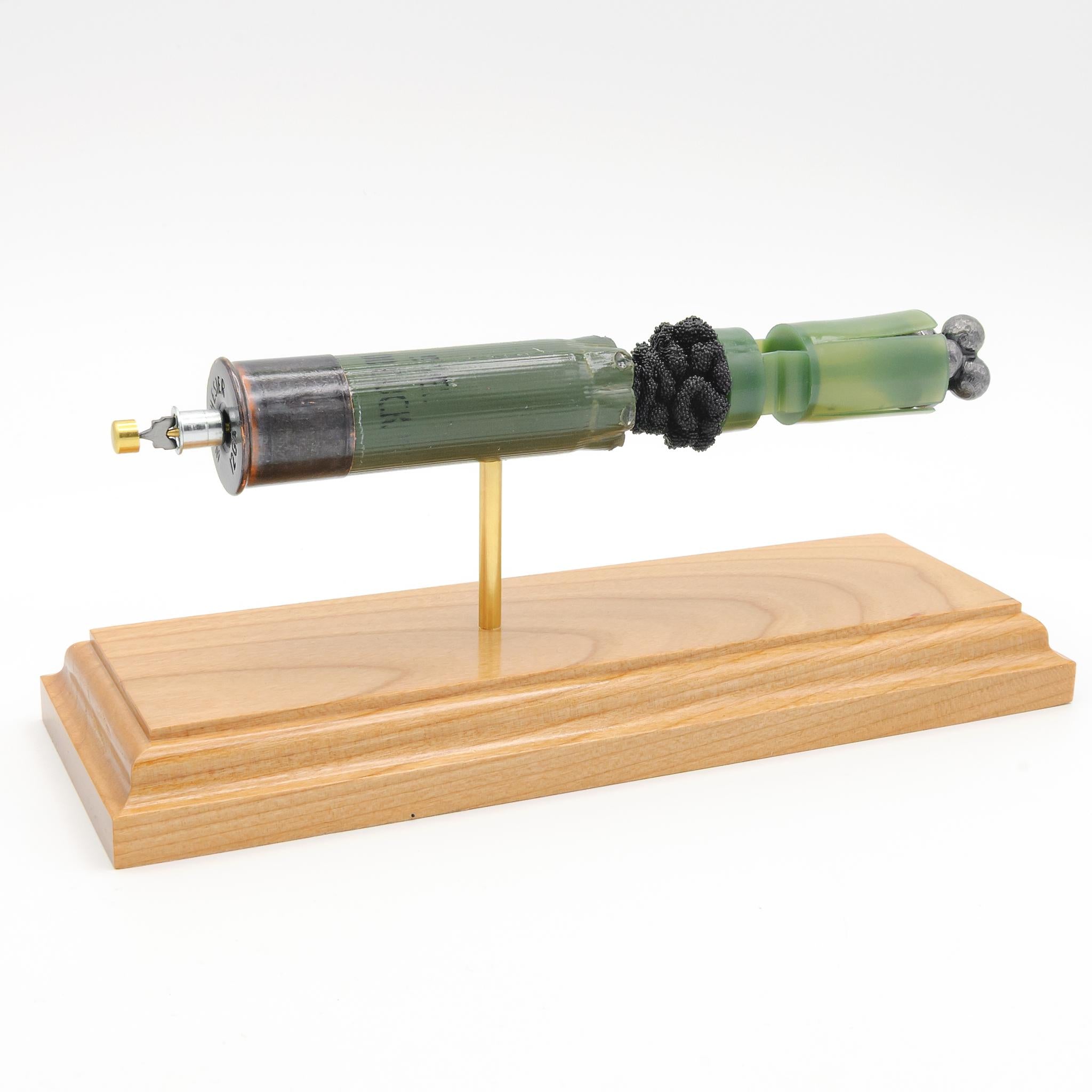 Handmade 12GA buckshot shotshell display for reference and education