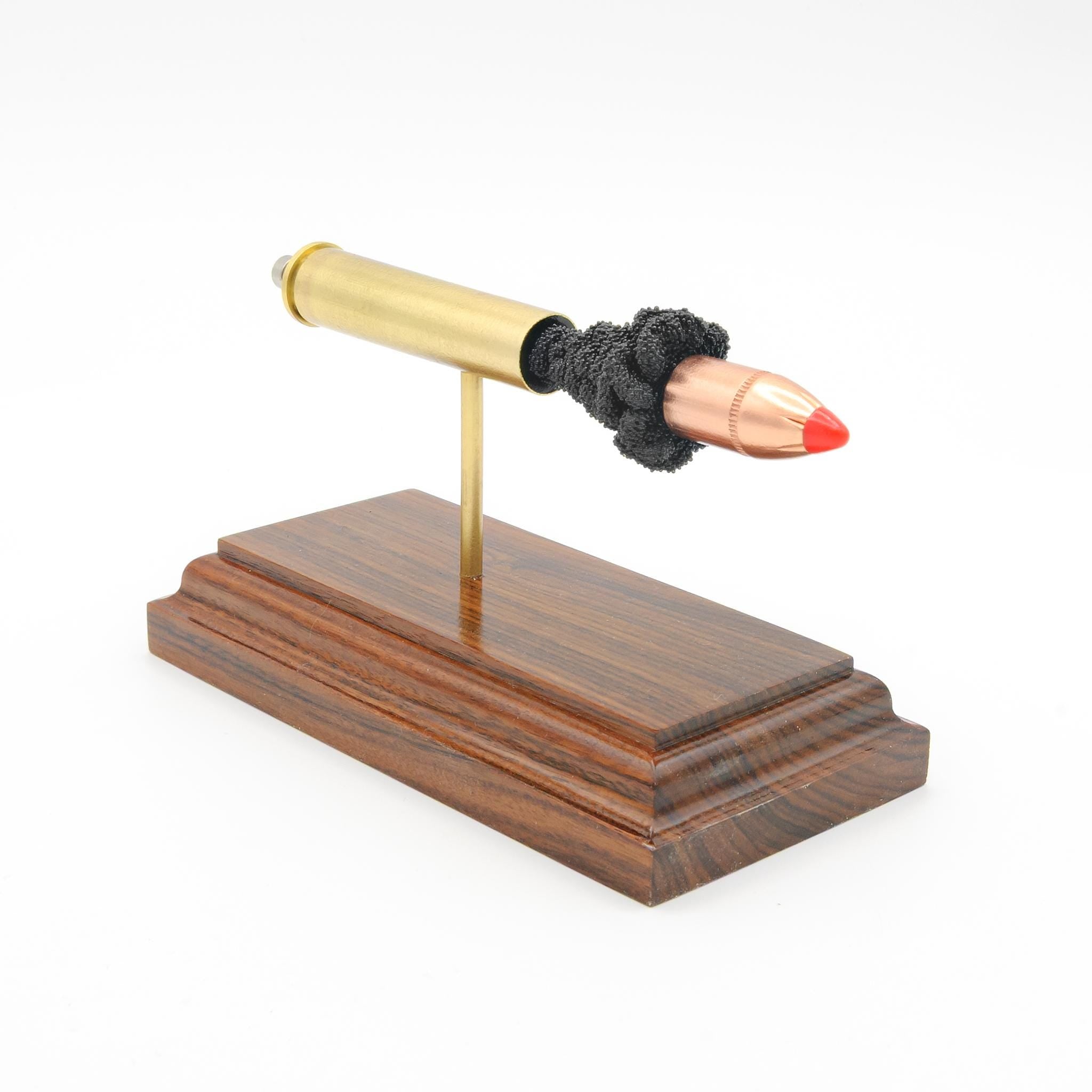 444 Marlin Hornady LeverEvolution 265gr FTX expanded cartridge display model on hardwood base